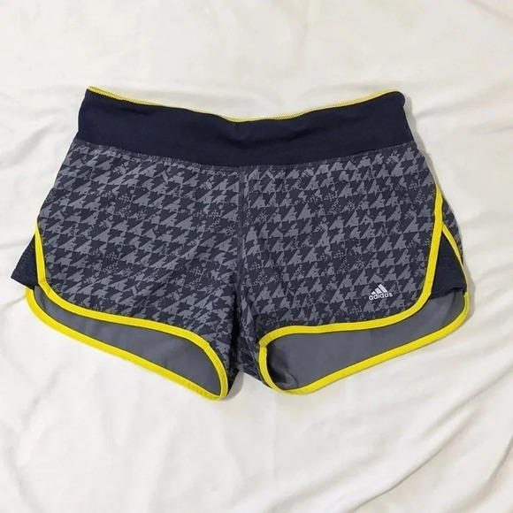 Adidas Climalite 2 in 1 Running Shorts, Color Yellow/Gray Size M - Picture 1 of 14